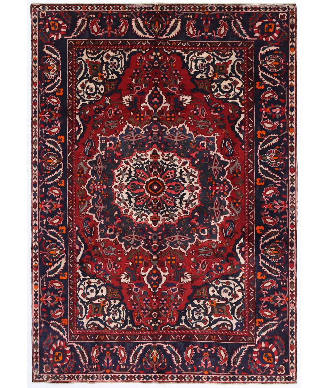 Hand Knotted Persian Bakhtiari Wool Rug - 7'0'' x 10'0'' 7' 0" X 10' 0" ( 213 X 305 ) / Red / Blue