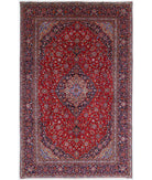 Hand Knotted Persian Kashan Wool Rug - 9'4'' x 14'6'' 9' 4" X 14' 6" ( 284 X 442 ) / Red / Blue