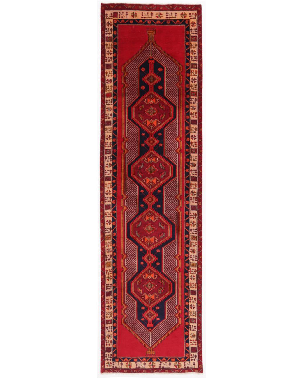 Hand Knotted Persian Sarab Wool Rug - 3'5'' x 12'7'' 3' 5" X 12' 7" ( 104 X 384 ) / Red / Pink