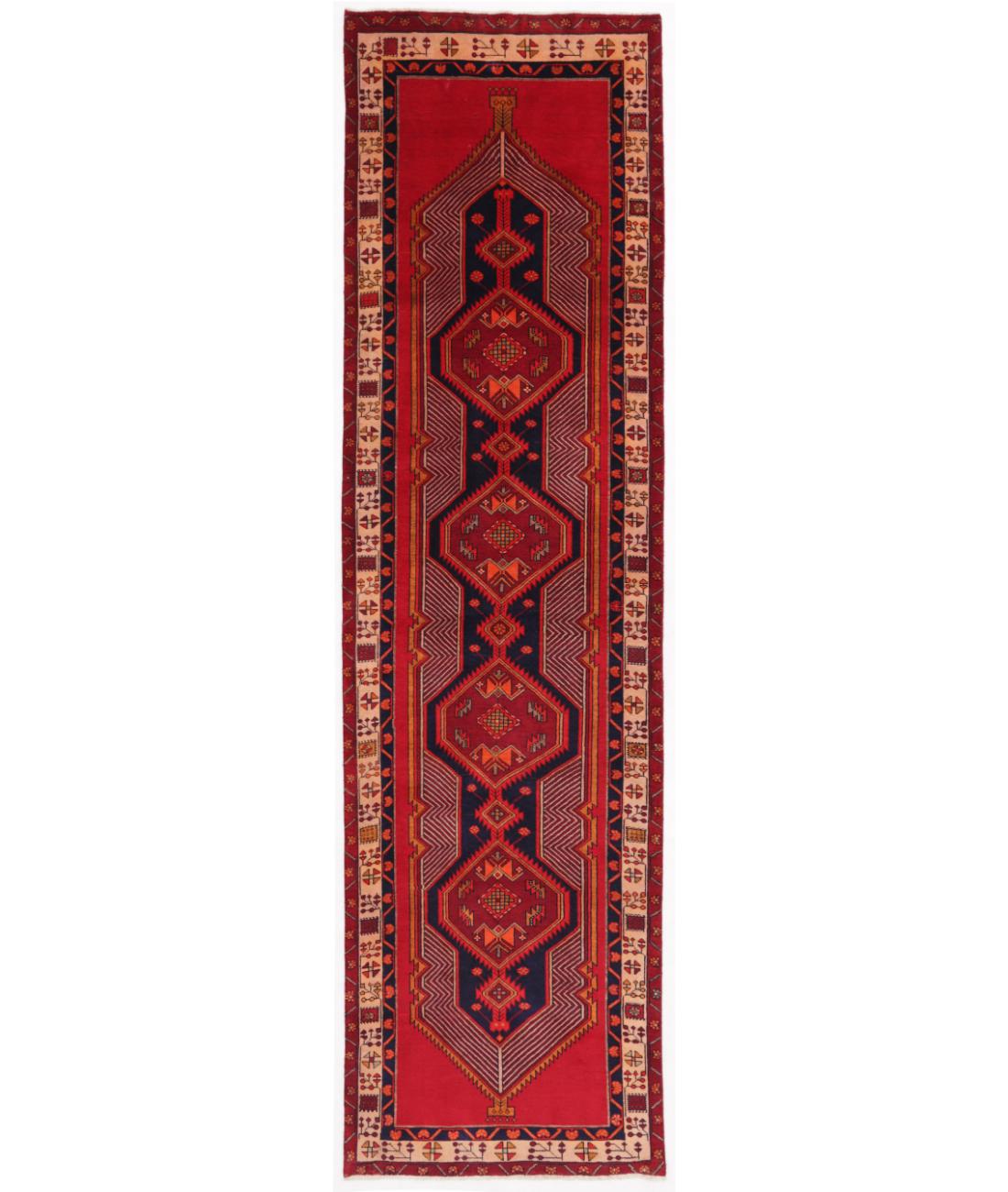 Hand Knotted Persian Sarab Wool Rug - 3'5'' x 12'7'' 3' 5" X 12' 7" ( 104 X 384 ) / Red / Pink