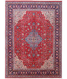 Hand Knotted Persian Mahal Wool Rug - 9'7'' x 13'2'' 9' 7" X 13' 2" ( 292 X 401 ) / Red / Blue