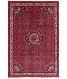 Hand Knotted Persian Bijar Wool Rug - 6'8'' x 10'2'' 6' 8" X 10' 2" ( 203 X 310 ) / Red / Ivory