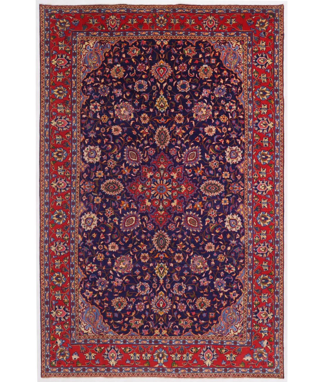 Hand Knotted Persian Tabriz Wool Rug - 7'1'' x 10'10'' 7' 1" X 10' 10" ( 216 X 330 ) / Blue / Red