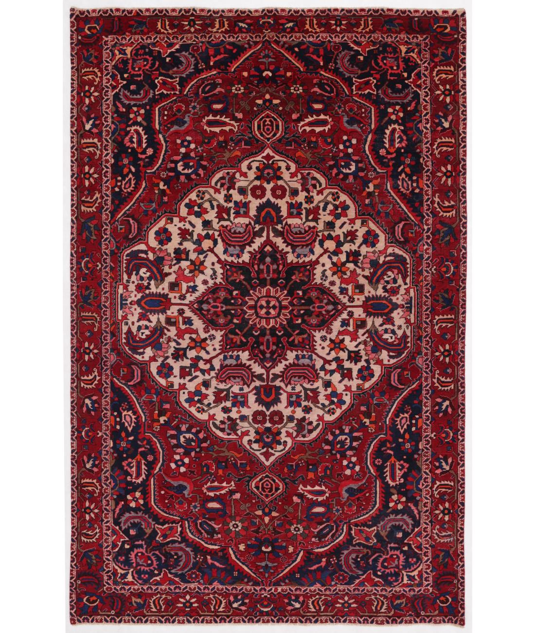 Hand Knotted Persian Bakhtiari Wool Rug - 6'7'' x 10'6'' 6' 7" X 10' 6" ( 201 X 320 ) / Red / Blue