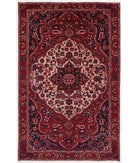 Hand Knotted Persian Bakhtiari Wool Rug - 6'7'' x 10'6'' 6' 7" X 10' 6" ( 201 X 320 ) / Red / Blue