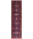 Hand Knotted Persian Lilian Wool Rug - 3'5'' x 12'2'' 3' 5" X 12' 2" ( 104 X 371 ) / Blue / Red