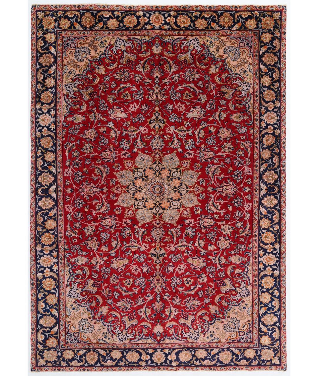 Hand Knotted Persian Najafabad Wool Rug - 7'6'' x 10'10'' 7' 6" X 10' 10" ( 229 X 330 ) / Red / Blue