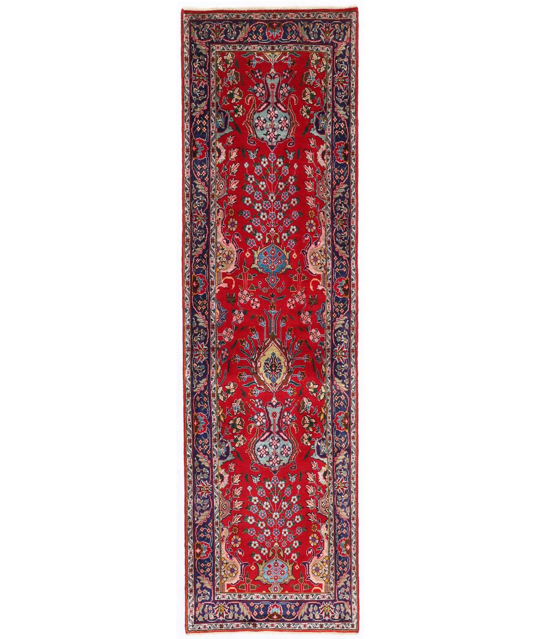 Hand Knotted Persian Tabriz Wool Rug - 2'9'' x 9'5'' 2' 9" X 9' 5" ( 84 X 287 ) / Red / Blue