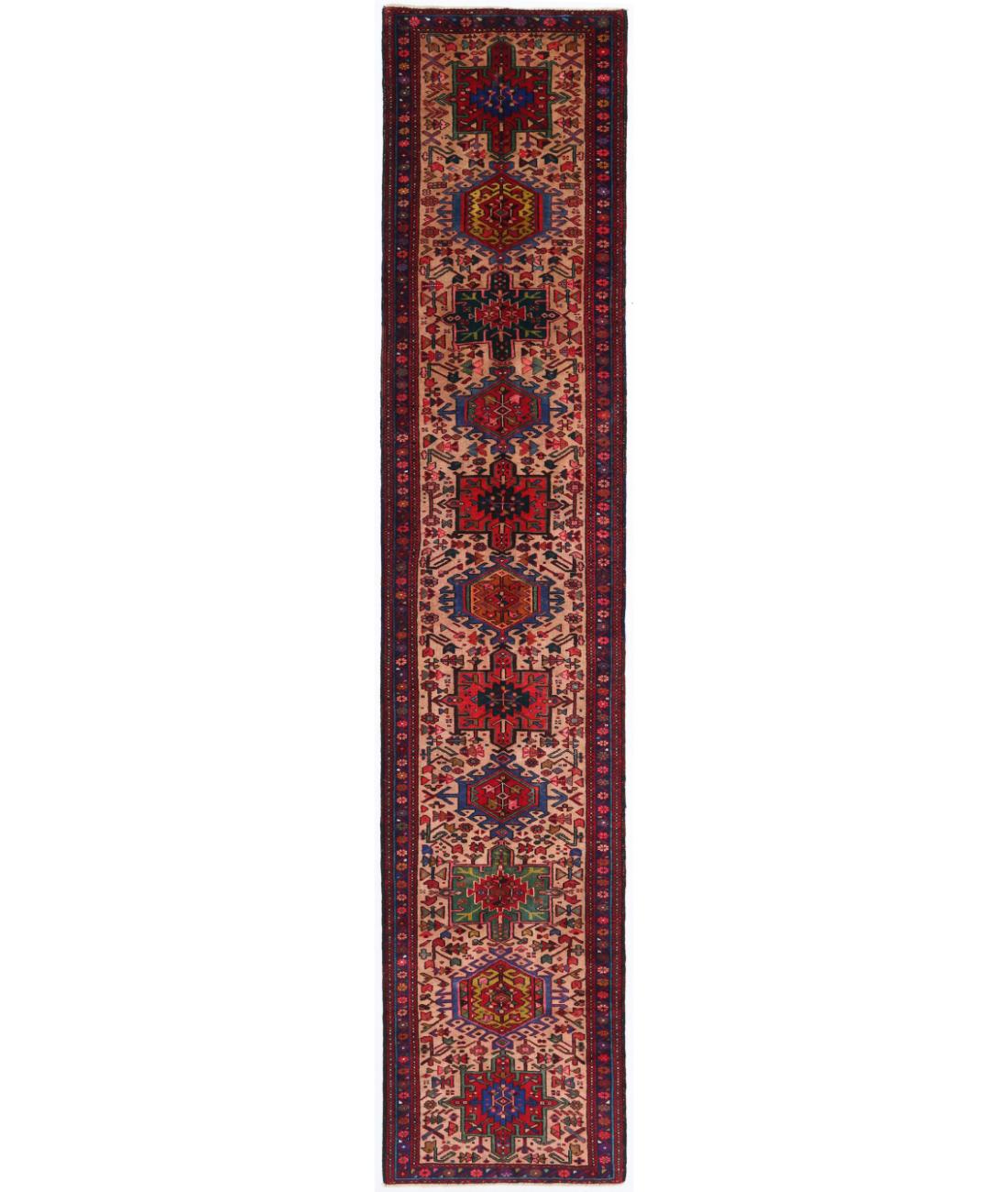 Hand Knotted Persian Karaja Wool Rug - 2'11'' x 14'6'' 2' 11" X 14' 6" ( 89 X 442 ) / Red / Ivory