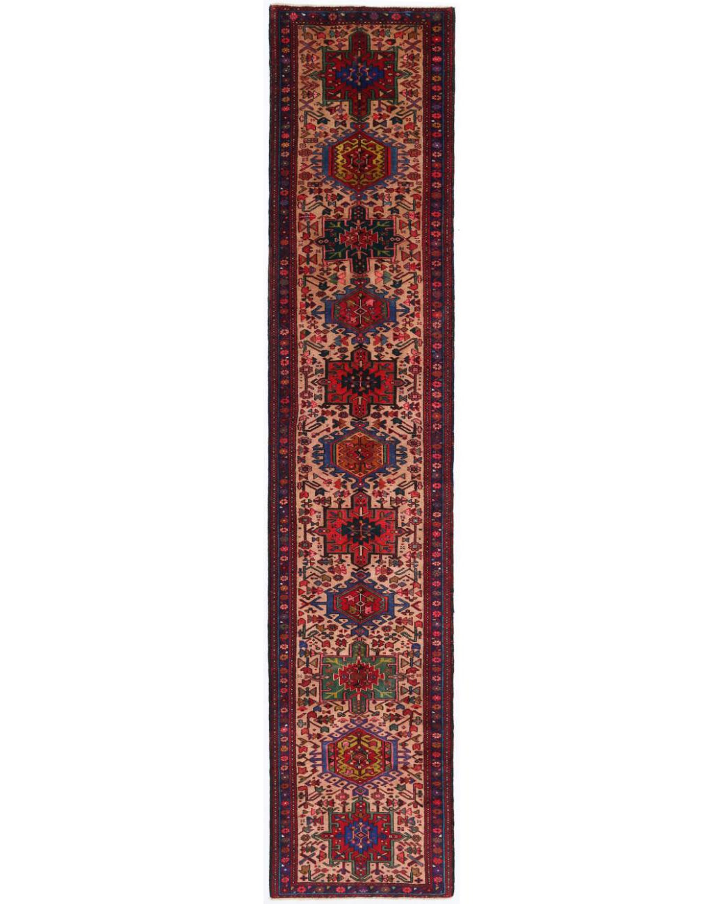 Hand Knotted Persian Karaja Wool Rug - 2'11'' x 14'6'' 2' 11" X 14' 6" ( 89 X 442 ) / Red / Ivory