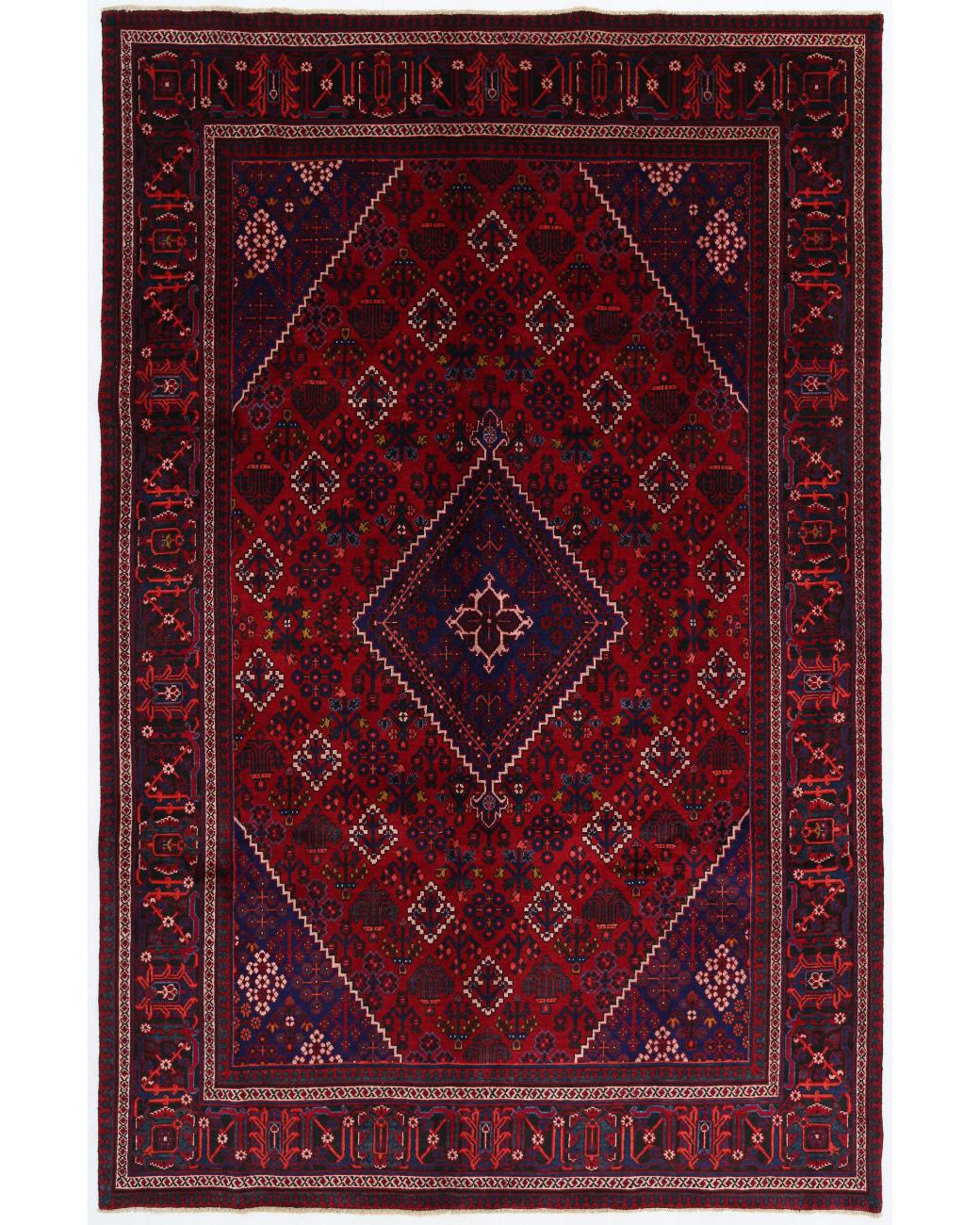 Hand Knotted Persian Josheghan Wool Rug - 7'0'' x 10'8'' 7' 0" X 10' 8" ( 213 X 325 ) / Red / Blue