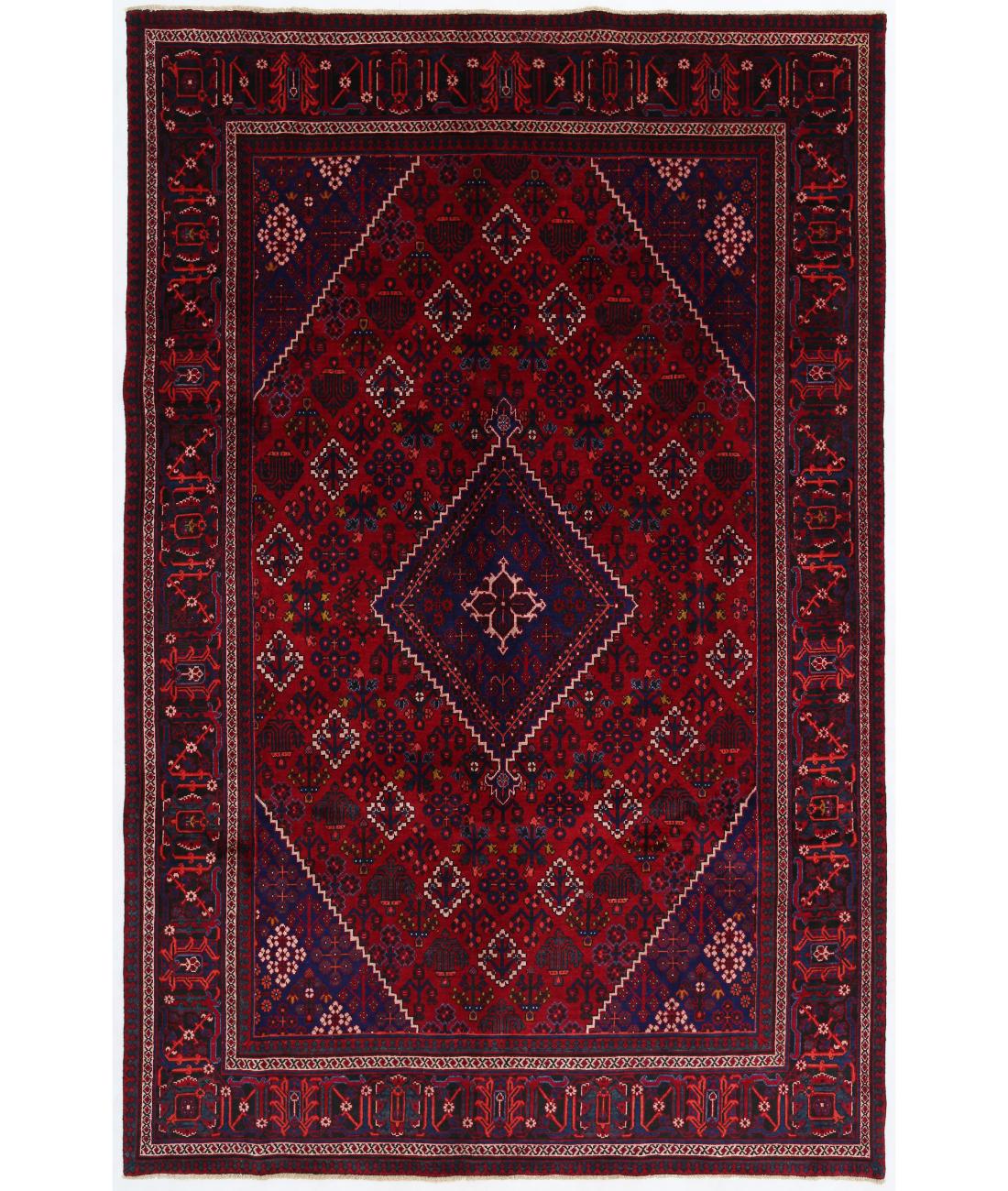 Hand Knotted Persian Josheghan Wool Rug - 7'0'' x 10'8'' 7' 0" X 10' 8" ( 213 X 325 ) / Red / Blue