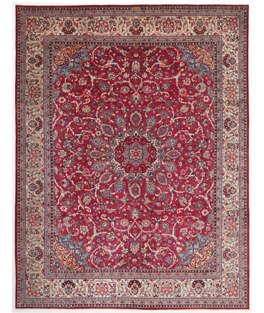 Hand Knotted Persian Mahal Wool Rug - 10'6'' x 13'7'' 10' 6" X 13' 7" ( 320 X 414 ) / Red / Ivory