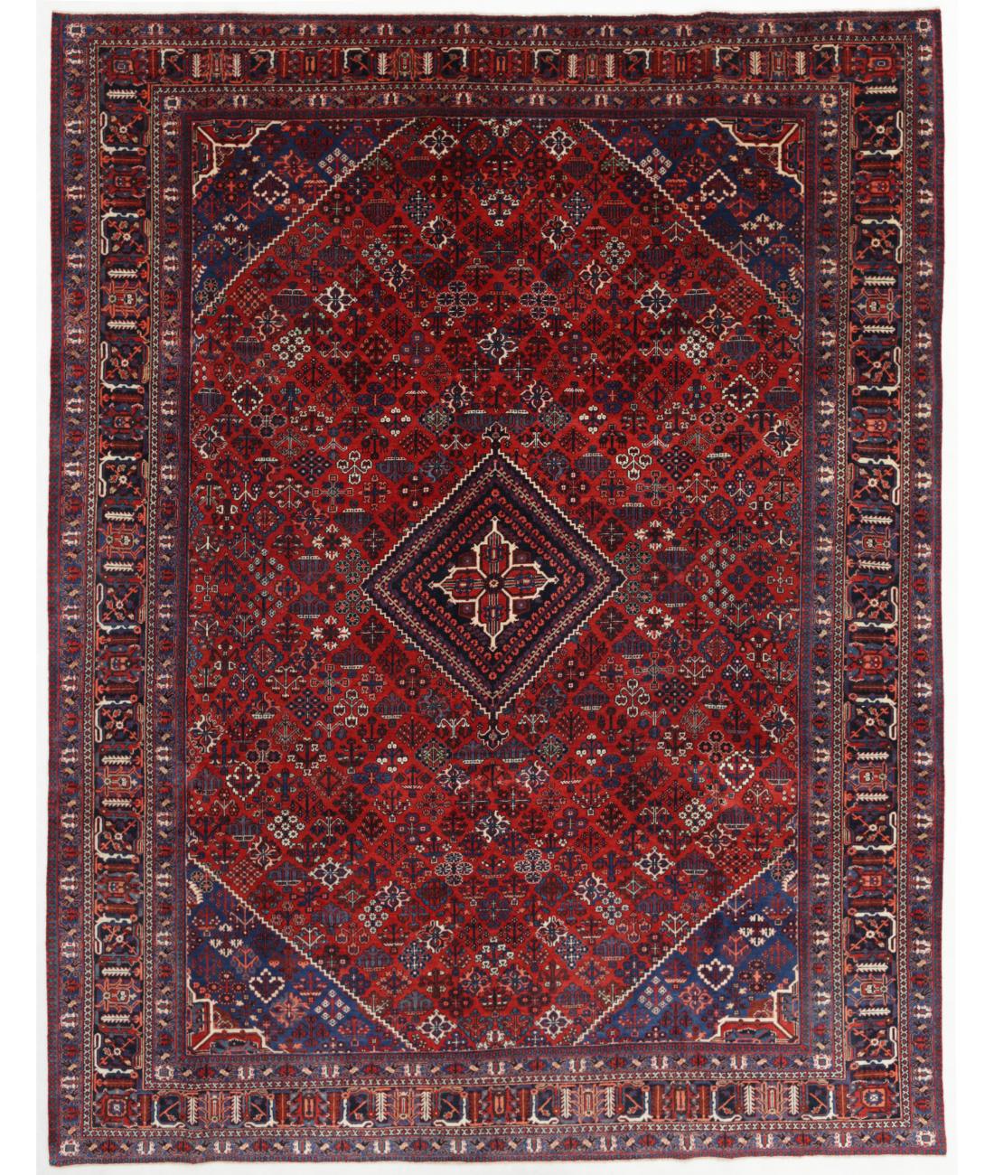 Hand Knotted Persian Josheghan Wool Rug - 10'8'' x 13'6'' 10' 8" X 13' 6" ( 325 X 411 ) / Red / Blue