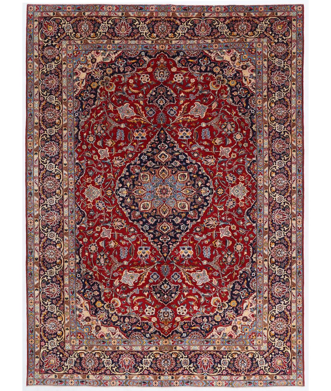 Hand Knotted Persian Kashan Fine Wool Rug - 8'6'' x 11'11'' 8' 6" X 11' 11" ( 259 X 363 ) / Red / Black