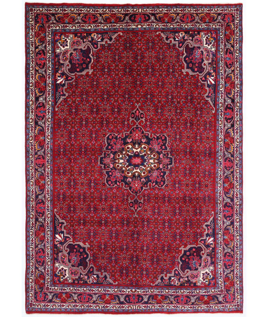 Hand Knotted Persian Bijar Wool Rug - 6'11'' x 10'1'' 6' 11" X 10' 1" ( 211 X 307 ) / Red / Blue