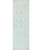 Hand Knotted Fine Serenity Wool Rug - 3'2'' x 9'9'' 3' 2" X 9' 9" ( 97 X 297 ) / Blue / Ivory