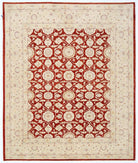 Hand Knotted Fine Ziegler Wool Rug - 8'2'' x 9'9'' 8' 2" X 9' 9" ( 249 X 297 ) / Red / Ivory