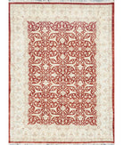 Hand Knotted Fine Ziegler Wool Rug - 8'0'' x 10'6'' 8' 0" X 10' 6" ( 244 X 320 ) / Rust / Ivory