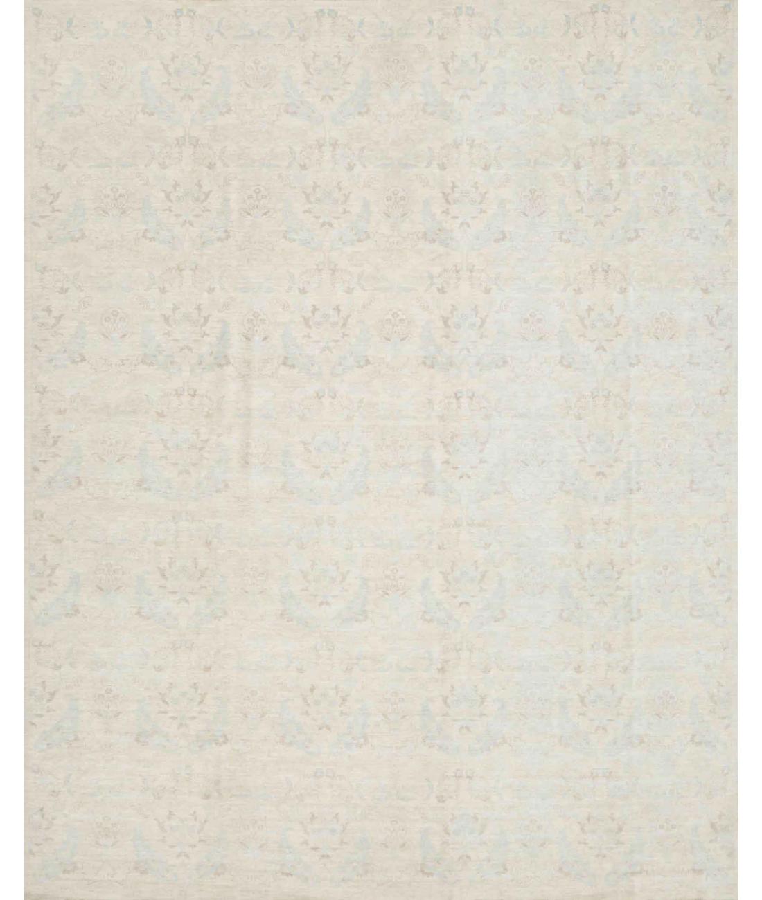 Hand Knotted Artemix Wool Rug - 10'0'' x 12'10'' 10' 0" X 12' 10" ( 305 X 391 ) / Ivory / Blue