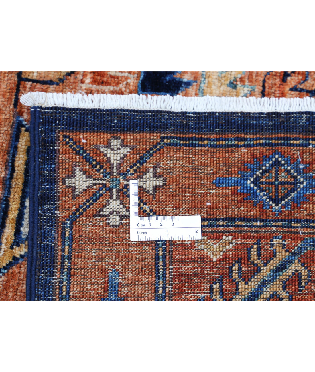 Humna 5'9'' X 8'10'' Hand-Knotted Wool Rug 5'9'' x 8'10'' (173 X 265) / Blue / Rust