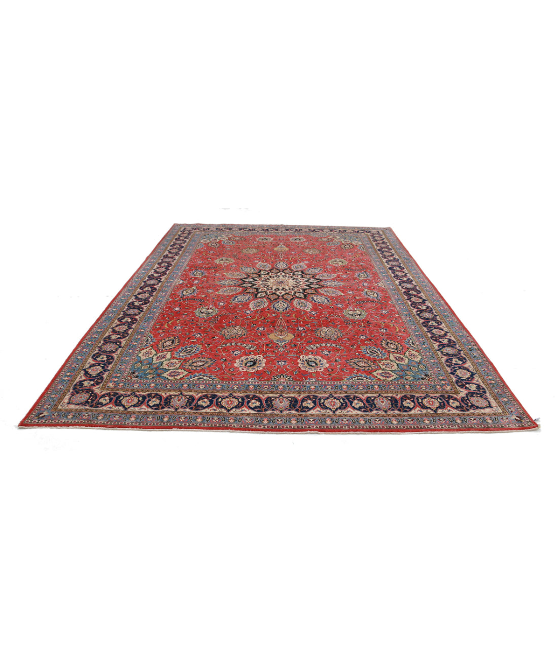 Tabriz 8'11'' X 12'4'' Hand-Knotted Wool Rug 8'11'' x 12'4'' (268 X 370) / Red / Blue