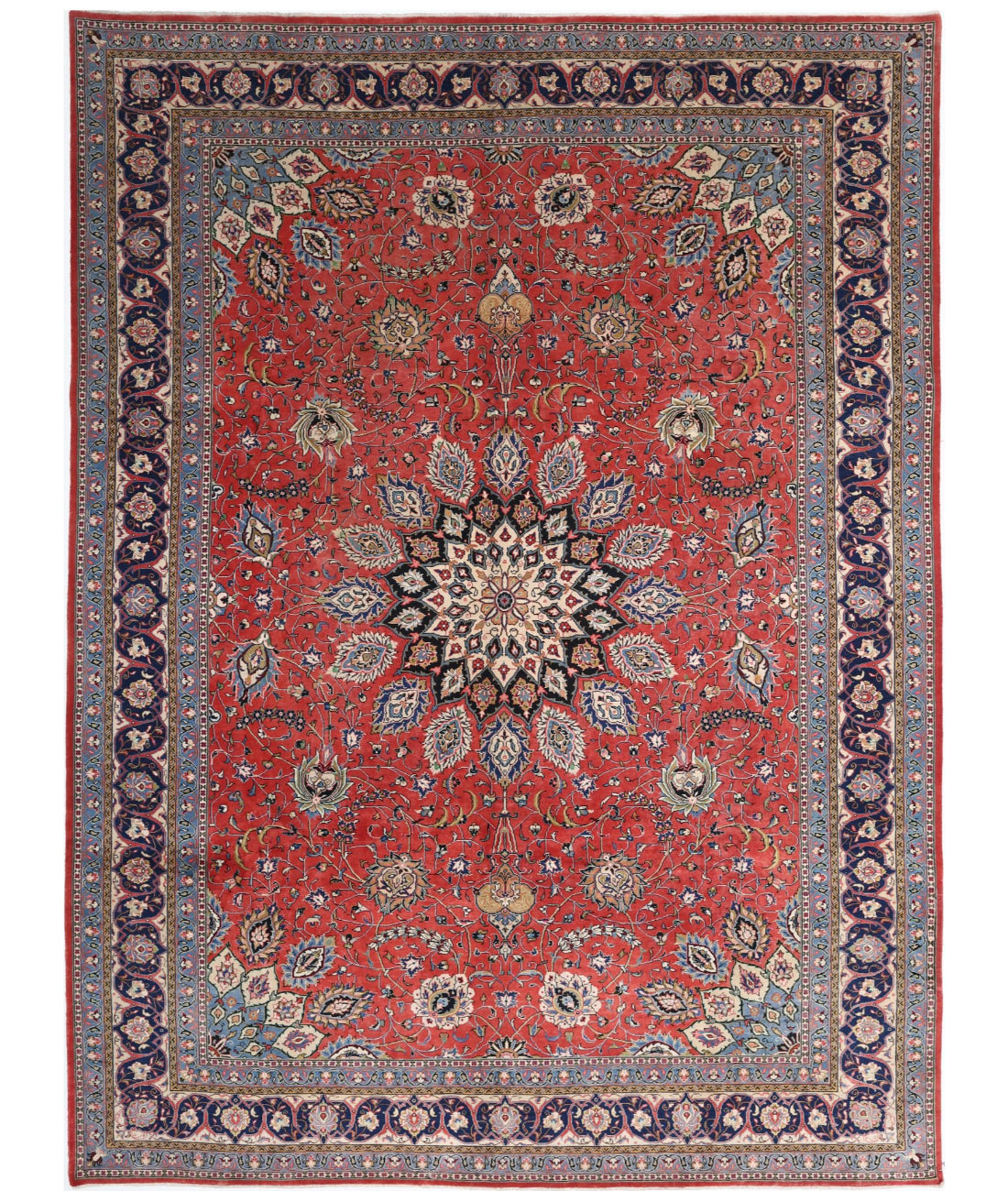 Tabriz 8'11'' X 12'4'' Hand-Knotted Wool Rug 8'11'' x 12'4'' (268 X 370) / Red / Blue