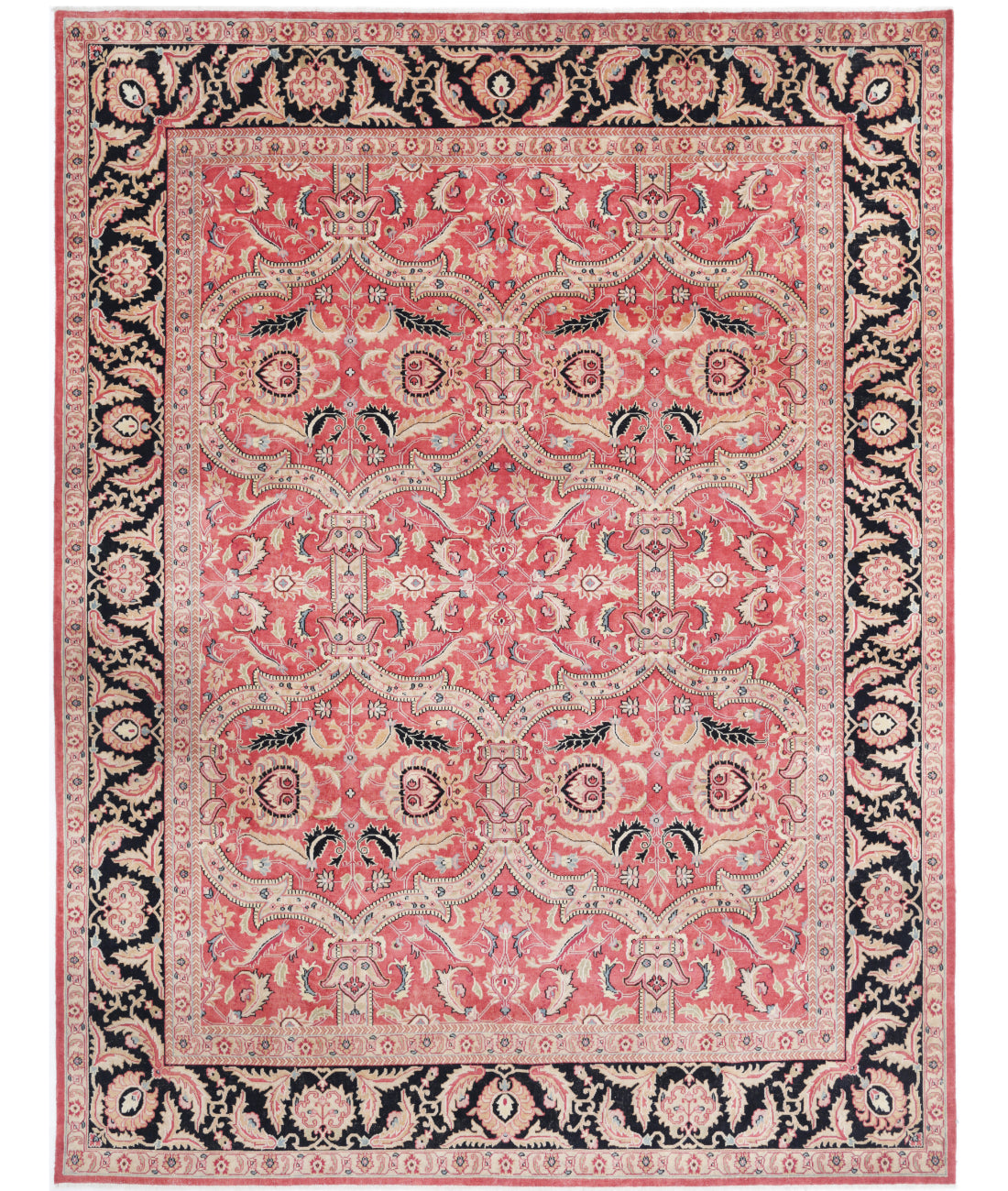 Agra 9'5'' X 12'5'' Hand-Knotted Wool Rug 9'5'' x 12'5'' (75 X 580) / Red / Black