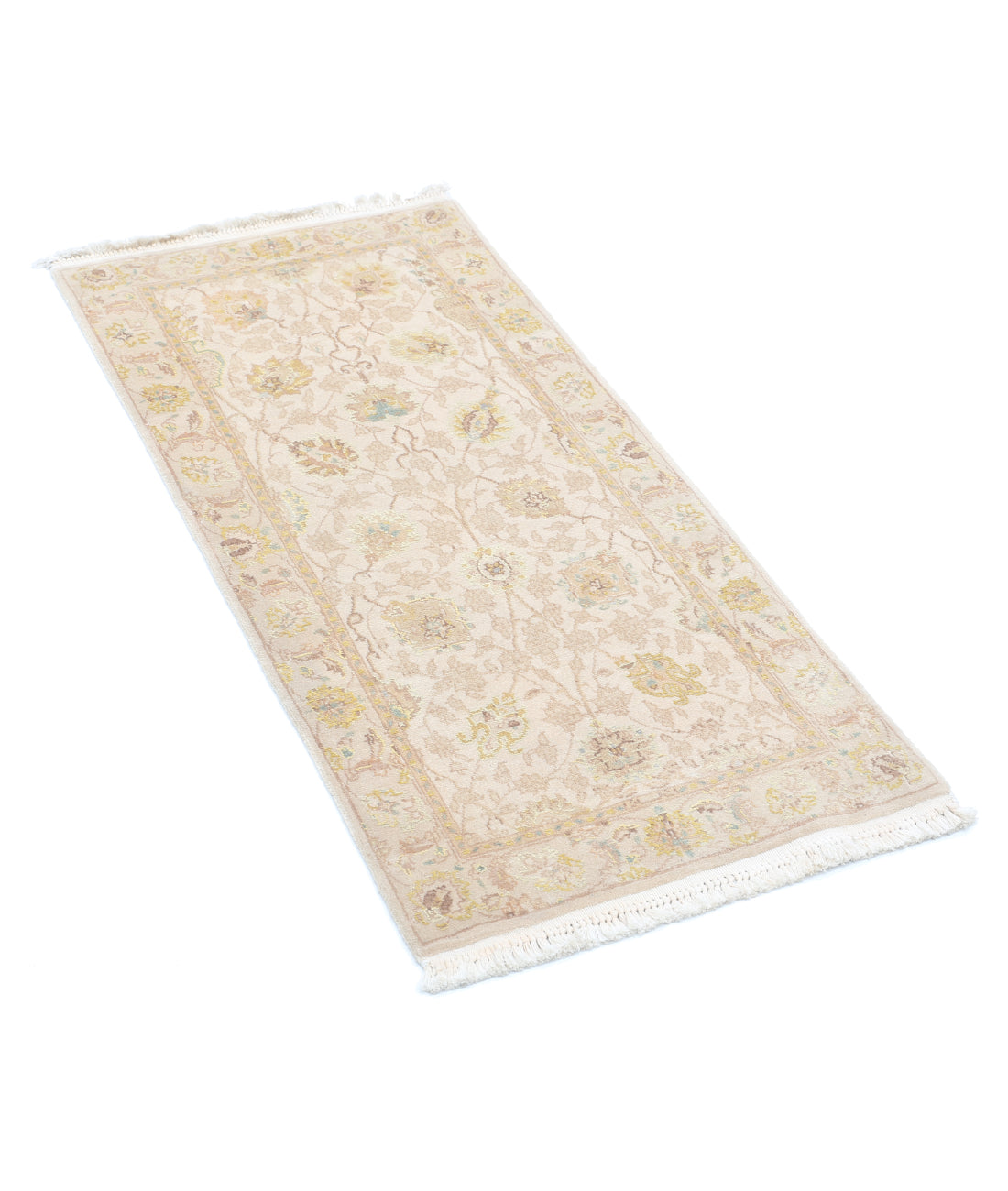 Agra 2'0'' X 4'1'' Hand-Knotted Wool Rug 2'0'' x 4'1'' (263 X 355) / Ivory / Gold
