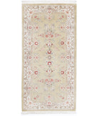 Agra 2'0'' X 4'2'' Hand-Knotted Wool Rug 2'0'' x 4'2'' (240 X 298) / Gold / Ivory