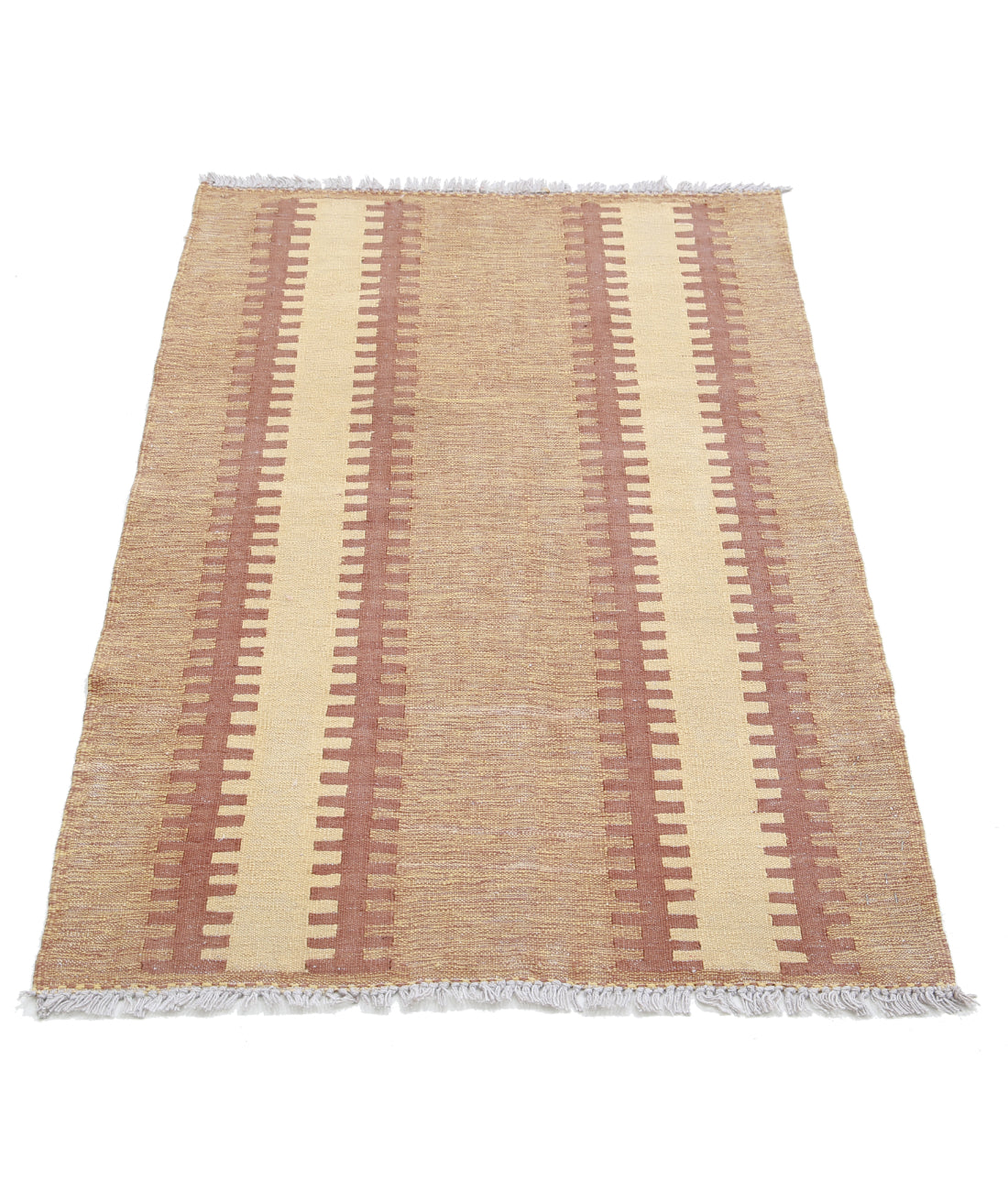 Kafkas-Kilim 2'7'' X 4'0'' Hand-Knotted Wool Kilim 2'7'' x 4'0'' (78 X 120) / Taupe / Ivory