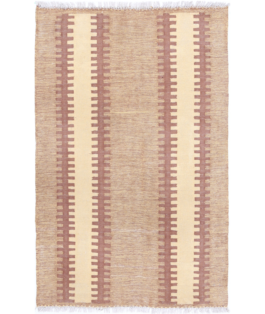 Kafkas-Kilim 2'7'' X 4'0'' Hand-Knotted Wool Kilim 2'7'' x 4'0'' (78 X 120) / Taupe / Ivory