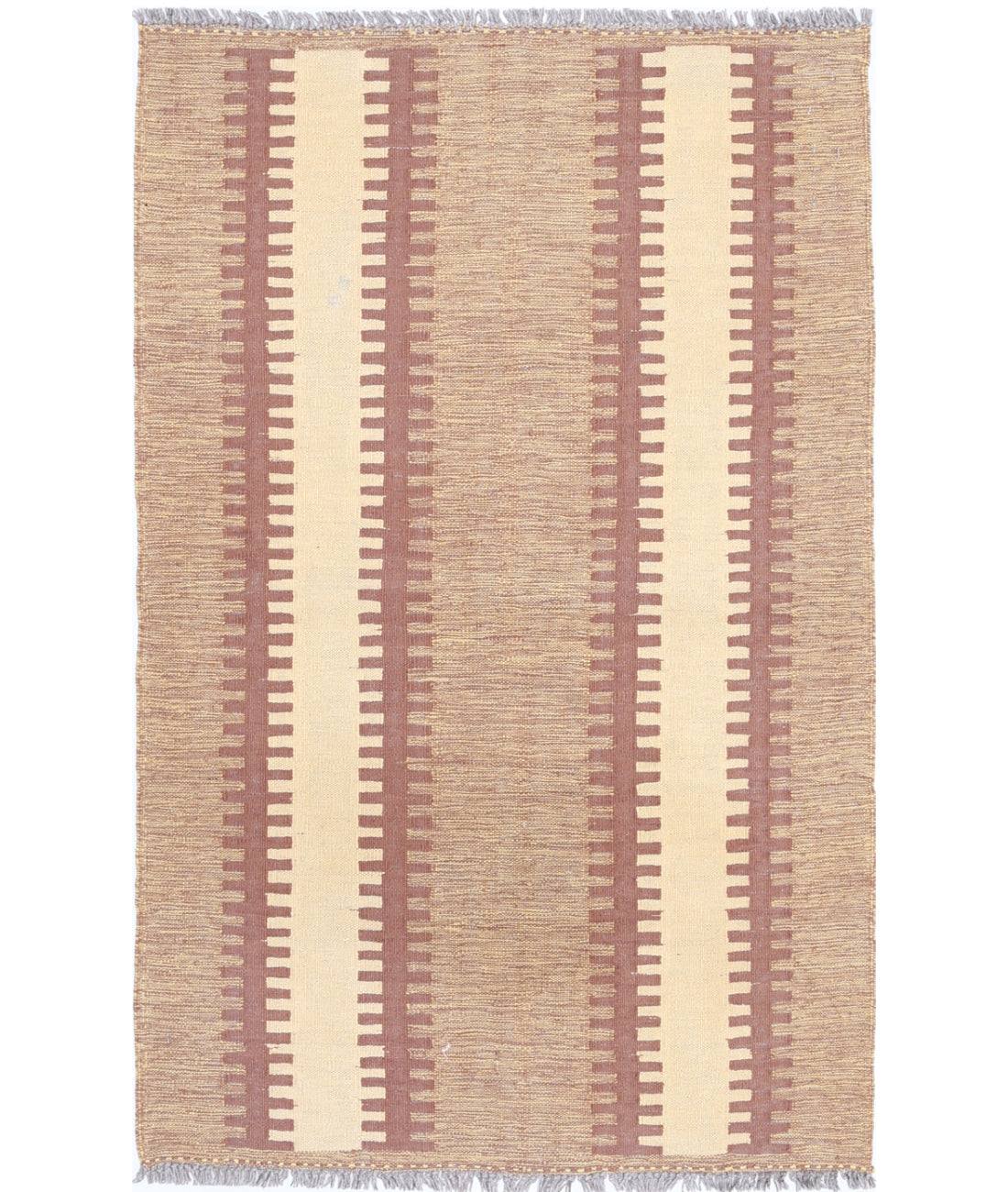 Kafkas-Kilim 2'7'' X 4'1'' Hand-Knotted Wool Kilim 2'7'' x 4'1'' (78 X 123) / Brown / Ivory