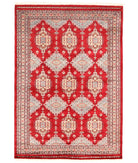 Hand Knotted Tribal Bokhara Wool Rug - 5'7'' x 8'4'' 5' 7" X 8' 4" ( 170 X 254 ) / Red / Beige