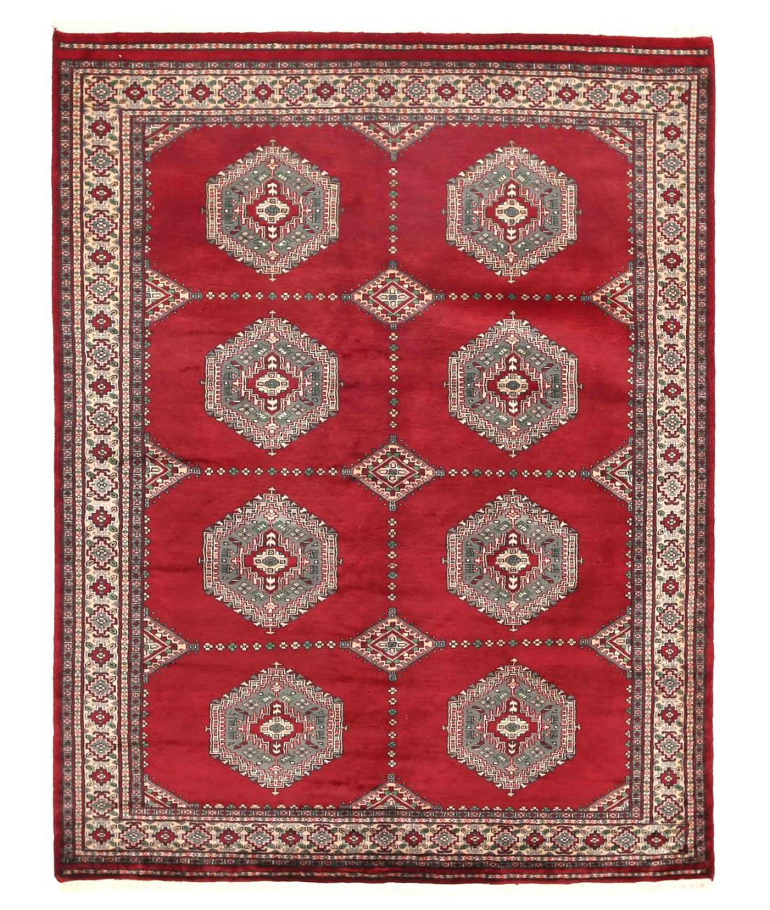 Hand Knotted Tribal Bokhara Wool Rug - 5'7'' x 7'4'' 5' 7" X 7' 4" ( 170 X 224 ) / Burgundy / Beige