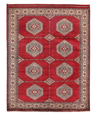 Hand Knotted Tribal Bokhara Wool Rug - 5'7'' x 7'4'' 5' 7" X 7' 4" ( 170 X 224 ) / Burgundy / Beige