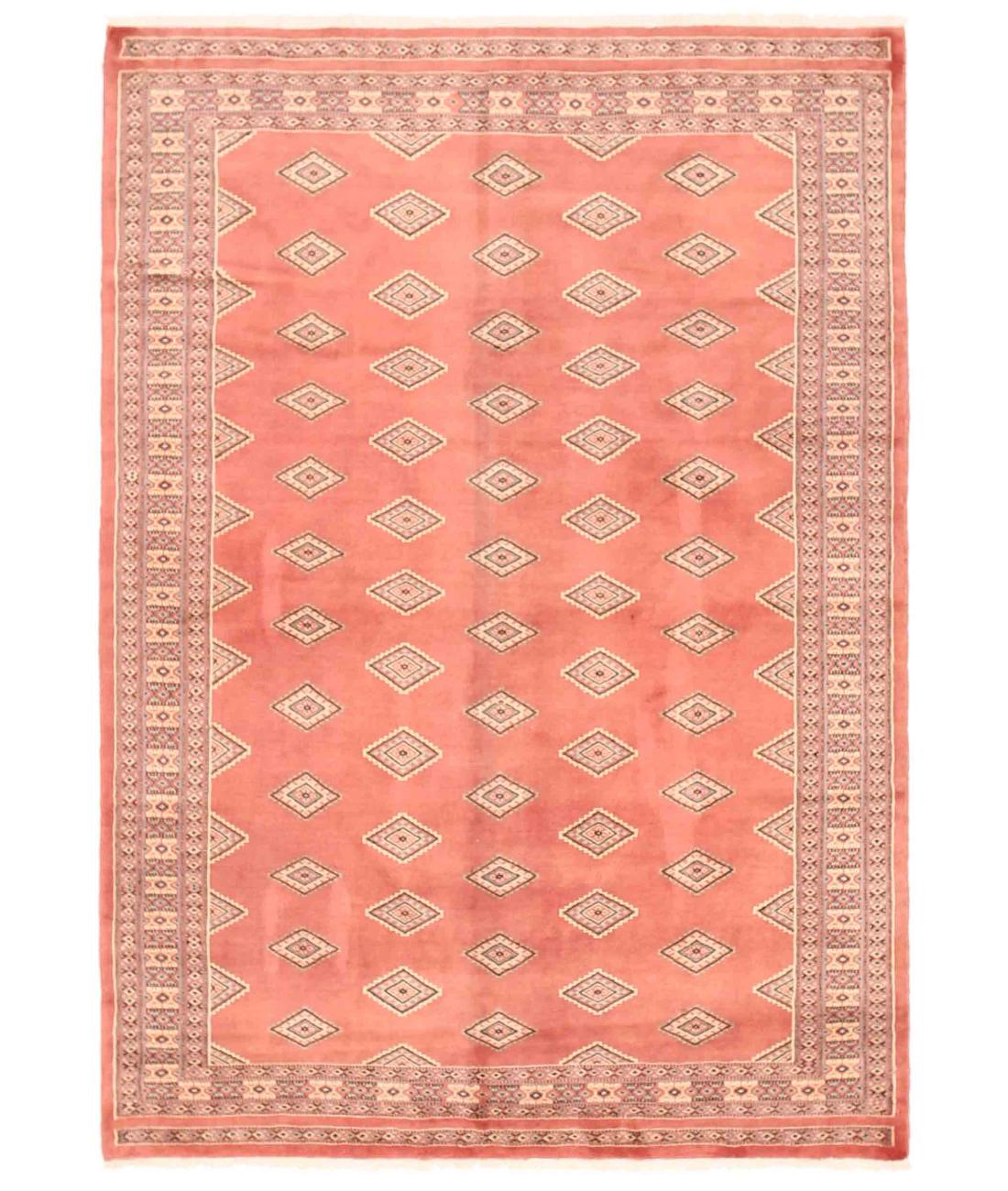 Hand Knotted Tribal Bokhara Wool Rug - 4'10'' x 6'9'' 4' 10" X 6' 9" ( 147 X 206 ) / Pink / Ivory