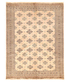 Hand Knotted Tribal Bokhara Wool Rug - 6'7'' x 9'0'' 6' 7" X 9' 0" ( 201 X 274 ) / Beige / Black