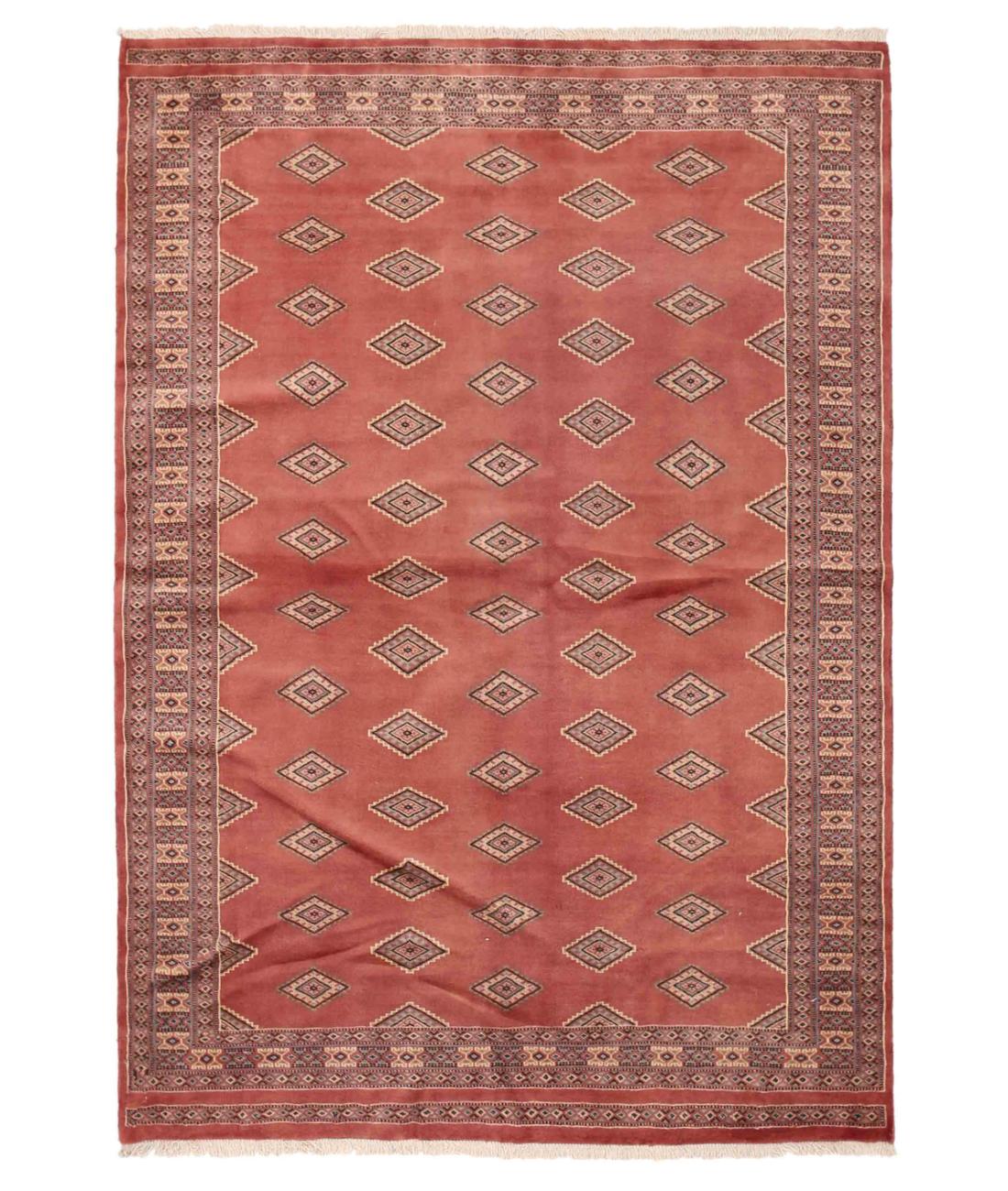 Hand Knotted Tribal Bokhara Wool Rug - 4'9'' x 6'8'' 4' 9" X 6' 8" ( 145 X 203 ) / Pink / Beige