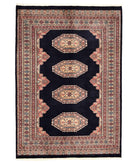 Hand Knotted Tribal Bokhara Wool Rug - 5'2'' x 7'5'' 5' 2" X 7' 5" ( 157 X 226 ) / Blue / Ivory