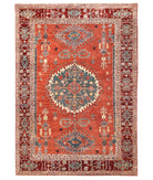 Hand Knotted Nomadic Caucasian Humna Wool Rug - 5'8'' x 7'11'' 5' 8" X 7' 11" ( 173 X 241 ) / Ivory / Burgundy