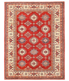 Hand Knotted Tribal Kazak Wool Rug - 10'5'' x 13'8'' 10' 5" X 13' 8" ( 318 X 417 ) / Red / Ivory