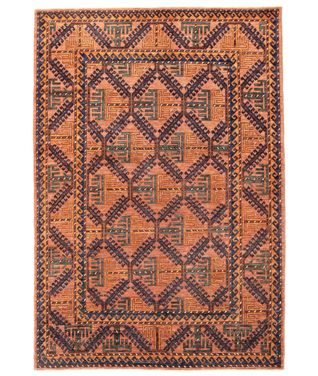 Hand Knotted Nomadic Caucasian Humna Wool Rug - 5'10'' x 8'8'' 5' 10" X 8' 8" ( 178 X 264 ) / Brown / Blue