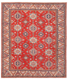 Hand Knotted Tribal Kazak Wool Rug - 12'5'' x 14'8'' 12' 5" X 14' 8" ( 378 X 447 ) / Red / Ivory