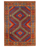 Hand Knotted Nomadic Caucasian Humna Wool Rug - 5'1'' x 7'6'' 5' 1" X 7' 6" ( 155 X 229 ) / Red / Brown