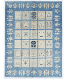 Bakhtiari 4'9'' X 6'6'' Hand-Knotted Wool Rug 4'9'' x 6'6'' (143 X 195) / Blue / Taupe