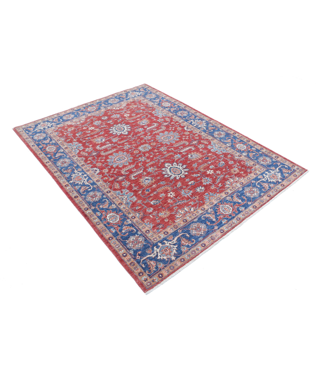 Ziegler 5'0'' X 6'4'' Hand-Knotted Wool Rug 5'0'' x 6'4'' (150 X 190) / Red / Blue