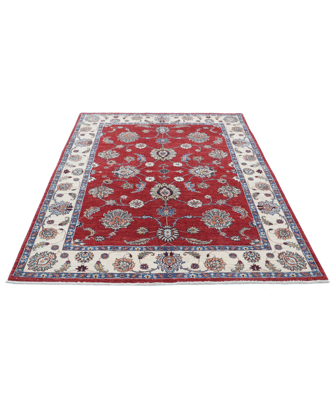 Ziegler 5'0'' X 6'7'' Hand-Knotted Wool Rug 5'0'' x 6'7'' (150 X 198) / Red / Ivory