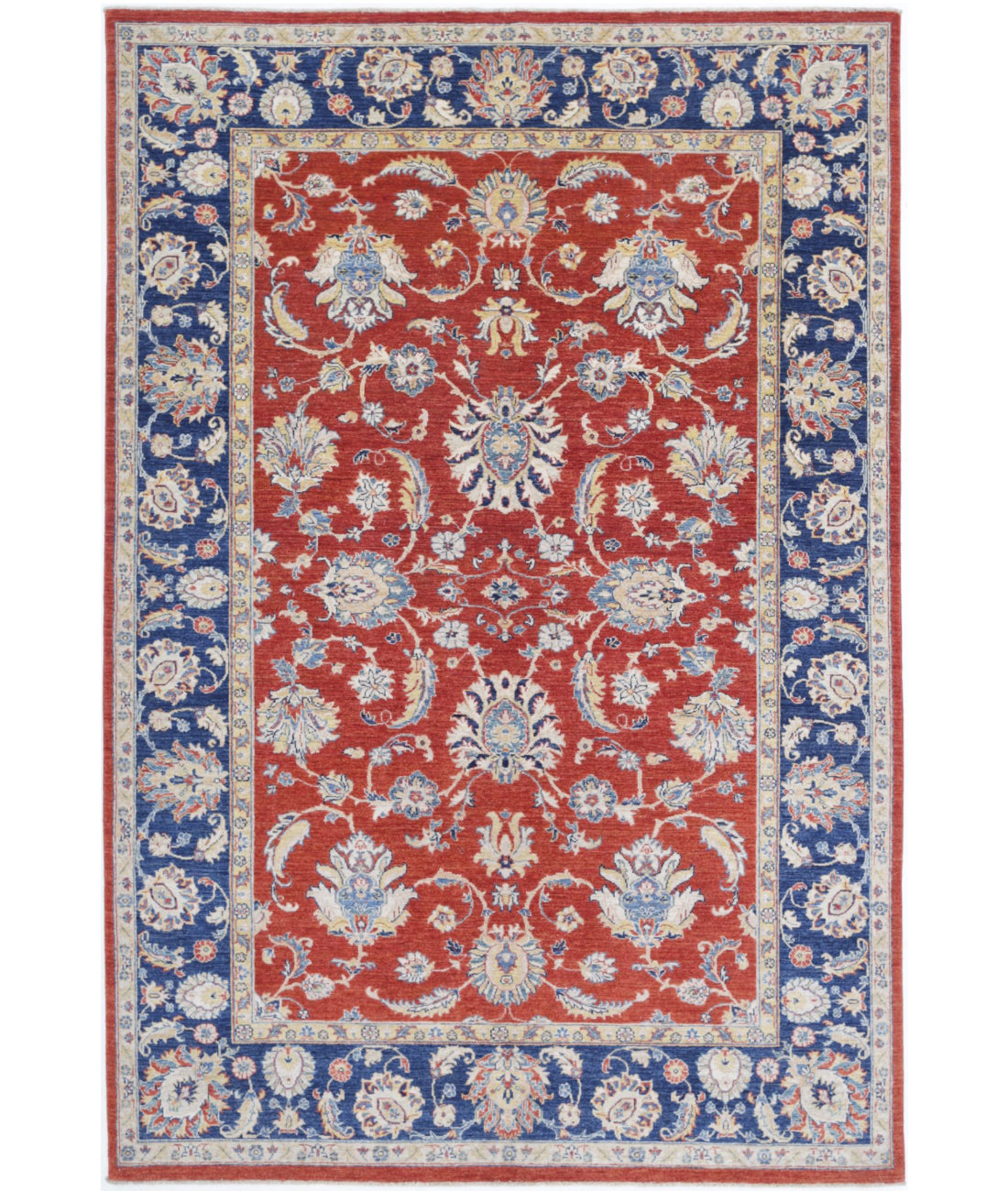 Ziegler 6'4'' X 9'6'' Hand-Knotted Wool Rug 6'4'' x 9'6'' (190 X 285) / Red / Blue