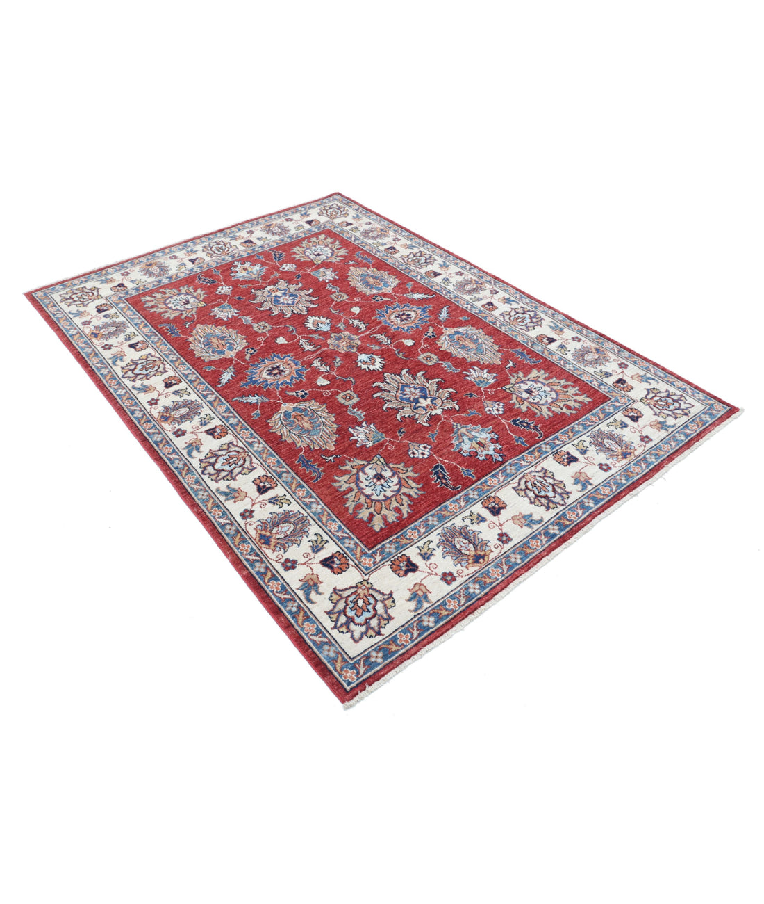 Ziegler 4'10'' X 6'6'' Hand-Knotted Wool Rug 4'10'' x 6'6'' (145 X 195) / Red / Ivory